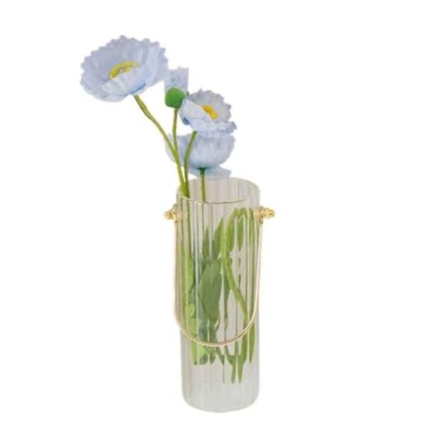Multipurpose flower vase 1.5Litre Glass bucket with golden handle