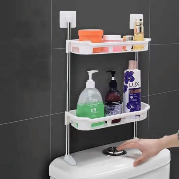 Detachable 2 storey toilet top organizer rack