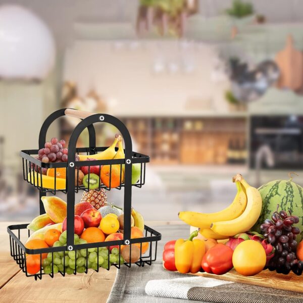 Fruit basket 2 layer metallic mesh