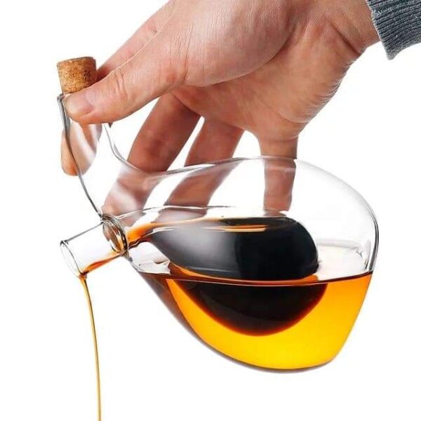 High quality 2in1 cruet twisted oil and vinegar with bamboo  lids dispenser