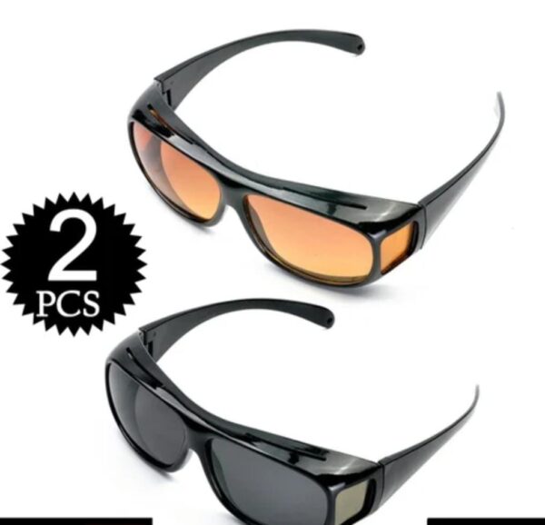 2pcs set dark & coloured Anti glare night vision driver Goggles enhanced light glasses