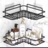 Metallic corner triangular bathroom/kitchen organizer (WITH 2 ADHESIVE STICKER,EACH STICKER HAS DOUBLE HOOKS)